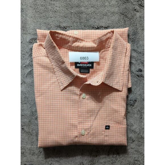 Quiksilver Short Sleeve Button Up Shirt Men's Size Large Orange - Picture 13 of 13